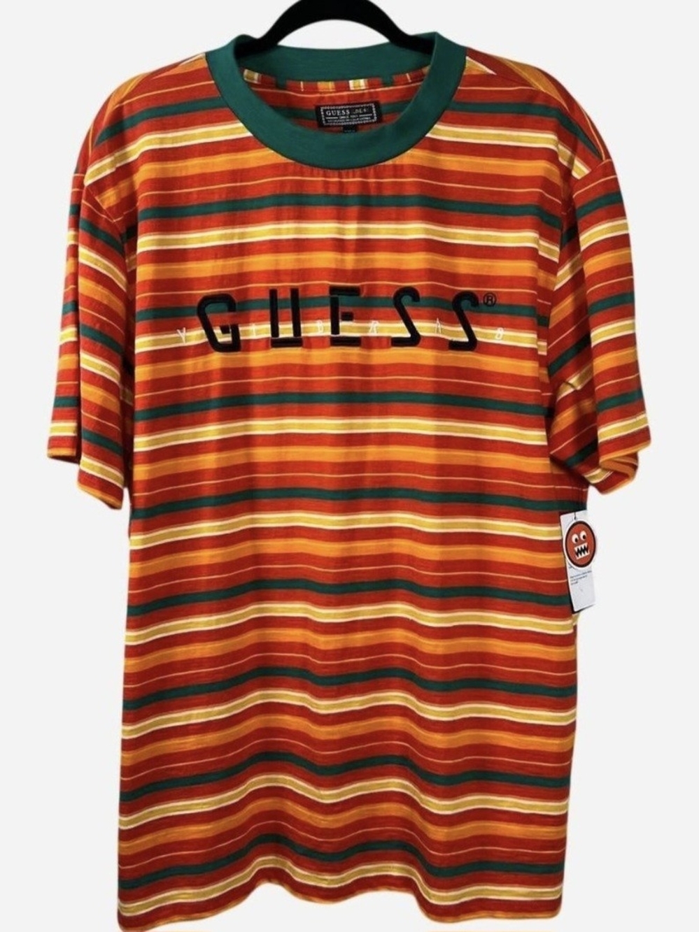 NWT Guess x J Balvin Vibras Tour Retro Striped Embroidered Logo Ringer Tee